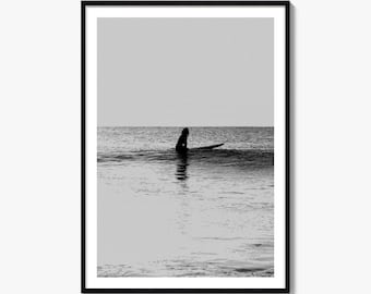 Surfer Black and White Fine Art Photo Print, Nayarit Mexico Poster Wall Decor