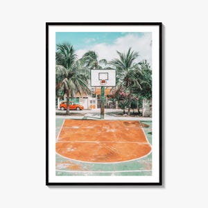 Basketball Court Fine Art Photo Print, Isla Mujeres Mexico, Quintana Roo, Palm Trees