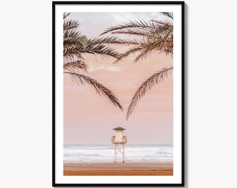 Lifeguard Tower Fine Art Photo Print, Miami Florida Coastal Decor, Palm Trees