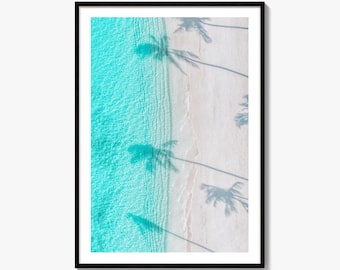 Tropical Beach Aerial Fine Art Photo Print, Caribbean Wall Decor
