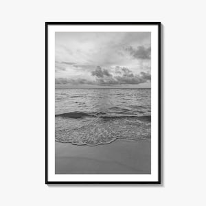 Calm Beach Print: Black & White Seascape Photography