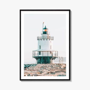 Spring Point Ledge Lighthouse Fine Art Photo Print, South Portland Maine Coastal Decor
