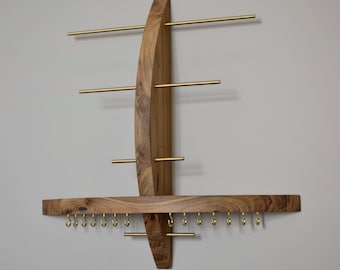 Wooden Jewelry Stand,Jewelry Holder,Wood Earring Organizer,Hanging Jewelry Organizer,Earring Stand,Necklace Storage,Wall Jewelry Stand
