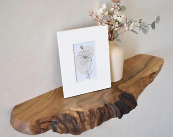 Live Edge Floating Shelf - Wooden Wall Shelves, Handmade Natural Wood Wall Decor