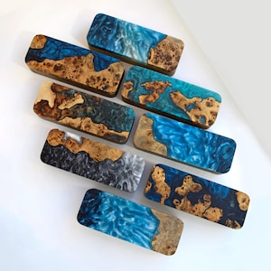 Pastillero de 7 días, pastillero de madera, organizador de pastillas de epoxi, caja de vitaminas, pastillero portátil moderno, pastillero de madera, regalo personalizado para la abuela