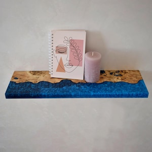 Epoxy Floating Shelf,Modern Wooden Shelves,Сustom Wood Shelf,Handmade Unique Shelves,Blue Epoxy Resin Shelf,Bathroom Shelf, Kitchen Shelf