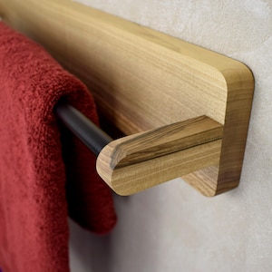 Sèche-serviettes en bois, Porte-serviettes de bain, Porte-serviettes en bois, Suspension murale pour porte-serviettes, Rangement moderne pour serviettes, Sèche-serviettes en noyer