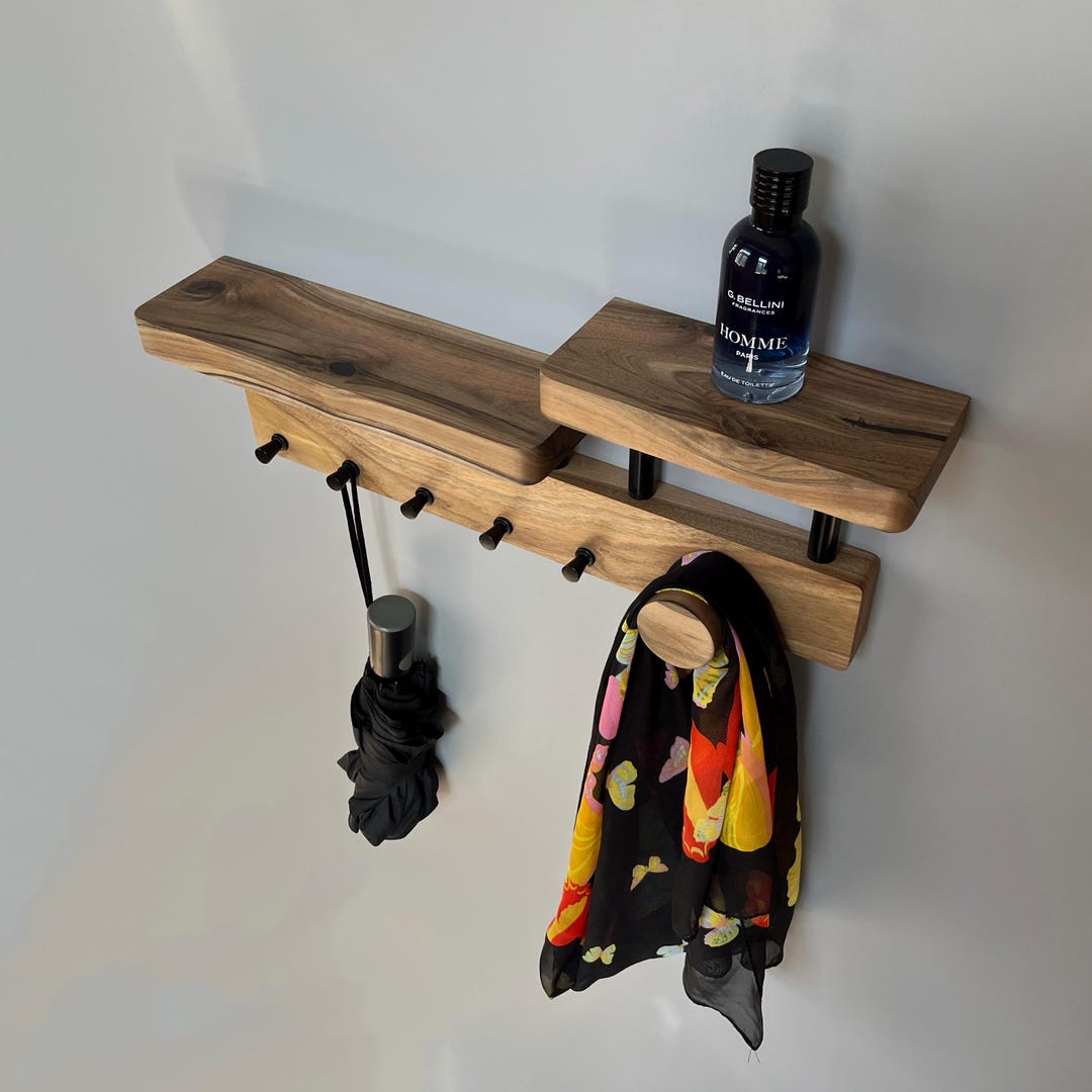 Walnut Key Rack Wooden Wall Hanger,walnut Key Holder,scandinavian Entryway Hanger ...
