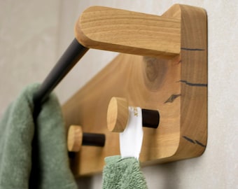 Wall Mounted Towel Holder,Wood Towel Rack,Walnut Towel Hanger,Bathroom Wooden Decor,Modern Towel Organizer,Towel Hook,Minimalist Towel Rail