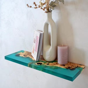 Epoxy & Wood Floating Shelf, Custom Wooden Floating Shelves for nursery, living room, kitchen, bar or bedroom,Wall Mounted Floating Shelves