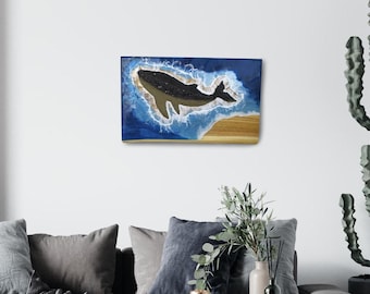 Wood Wall Art Modern | Resin Wall Decor | Abstract Wall Art | Epoxy Resin Wall Art  | Ocean Print | Handmade Home Decor | Beach Decor