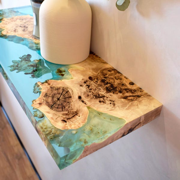 live edge clear epoxy floating shelf,wooden wall shelves,modern bar shelves,bookshelf decor,wall shelf fo bedroom, living room,kitchen