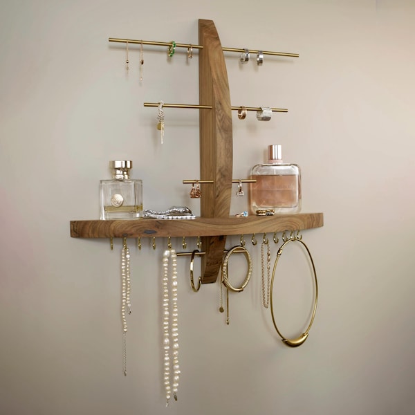 Holz Ring Halter, Hartholz Schmuck Organizer, Walnuss Ohrring Halter, Moderne Halskette Halter, Holz Schmuck Halter, Einzigartige Schmuck Regal