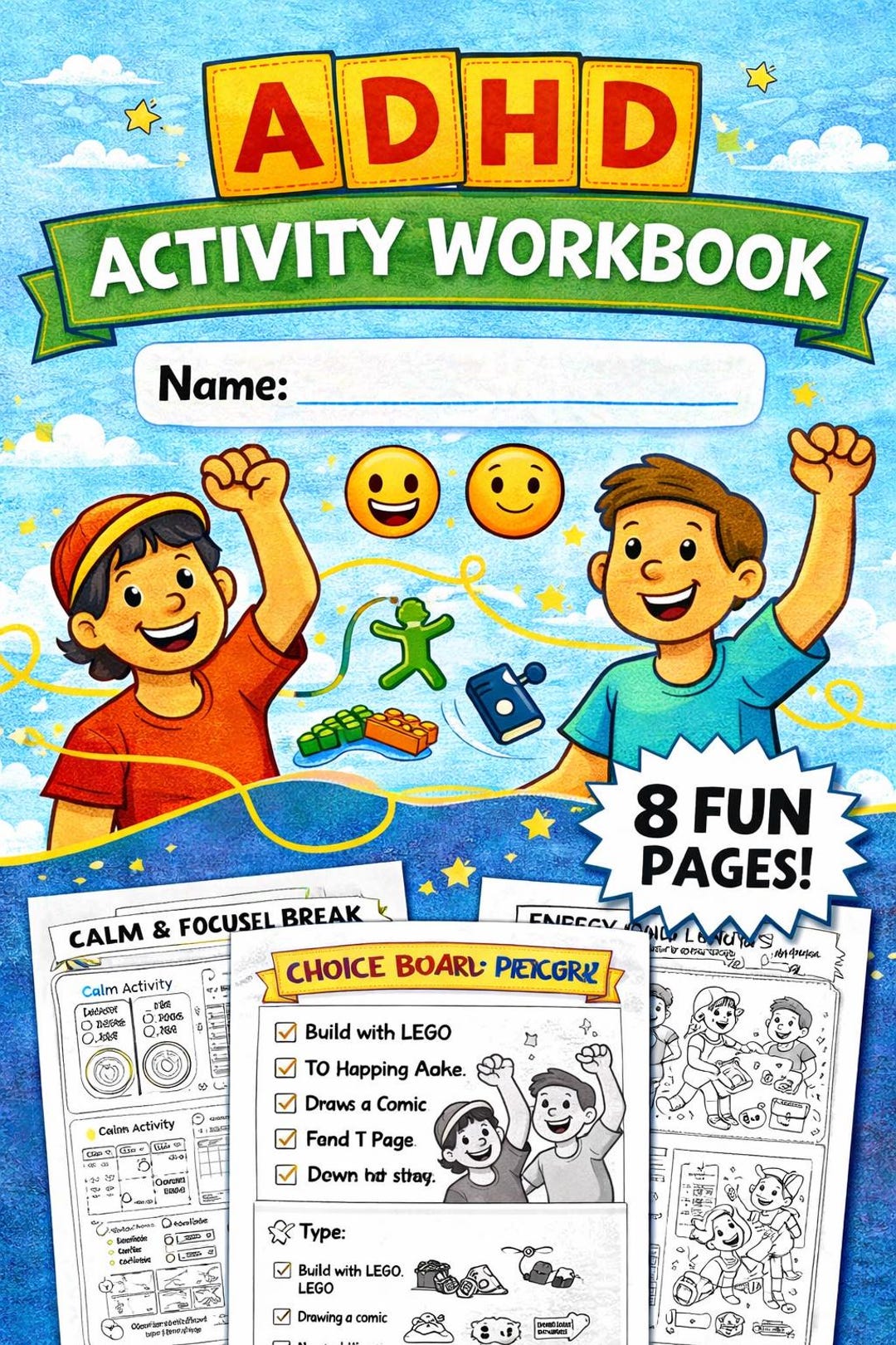 ADHD Activity Workbook for Kids | Printable Focus & Calm Worksheet |fun ...