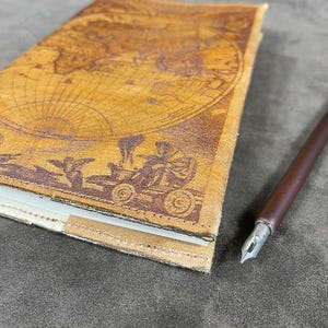 Agenda de cuero "mapa antiguo", hecha a mano en Italia para LARP, ROL, CINE y cosplay.