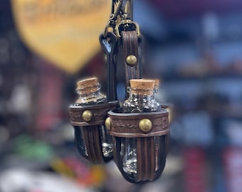 Leather belt MINI bottle's holder - LARP, Cosplay, Renfair, Elfic, Steampunk, Theatre