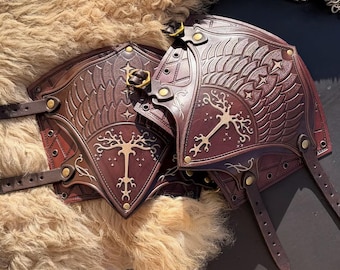 Handcrafted Leather Ranger Bracers: Larp, Cosplay Armor