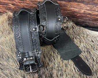 Large Leather LARP belt - Medieval Cosplay - Fantasy Leather Belt - Ren Faire Costume - Adventurer Belt - Fantasy Roleplay Accessory