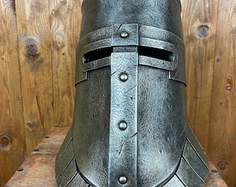 Casco SOLAIRE de cuero hecho a mano: Cosplay de Dark Souls LARP