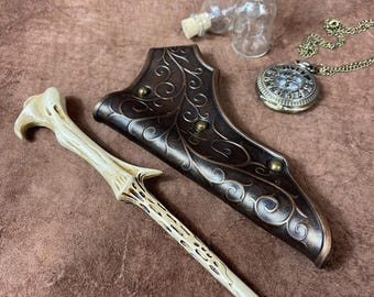 Leather belt magic WAND holder - LARP, Cosplay, Renfair