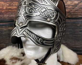 Viking leather Helmet with glasses- for Larp, cosplay, Vikings, Renfair