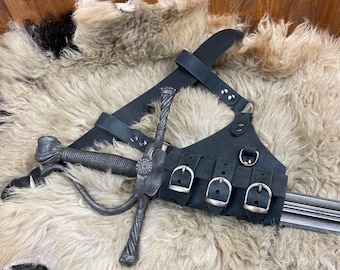 BASIC LINE Diagonal adjustable sword holder - perfect for LARP, Medieval events, Renfair, Cosplay, Cinema and theater
