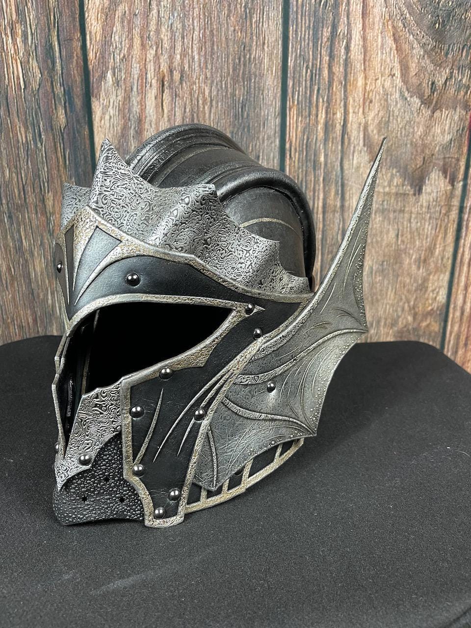 Handcrafted Vampire Leather Helmet: Winged LARP Cosplay Renfair Armor ...
