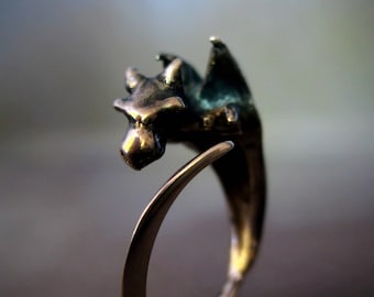 Bague dragon en argent sterling - Bijoux fantaisie faits main