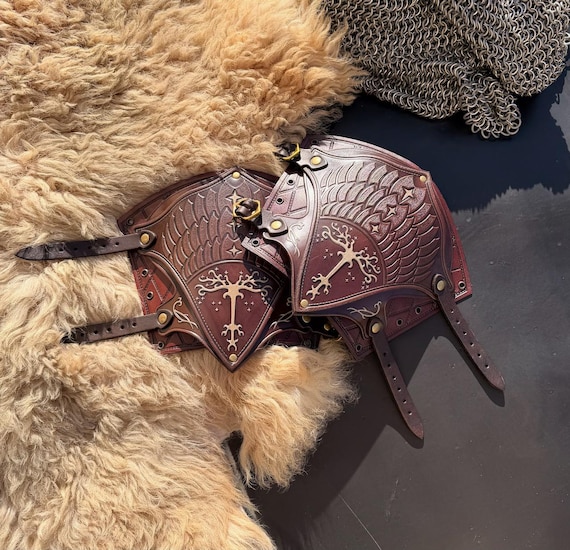 Handcrafted Leather Ranger Bracers: Larp, Cosplay Armor