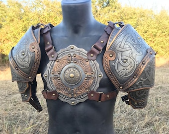 ROLLO Viking Leather Set - Men Leather Armor - Nordic LARP costume - Warrior Cosplay Outfit - Ren Faire Costume - Fantasy Roleplay Accessory