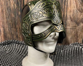 Handmade Leather Viking Helmet with Glasses: LARP Cosplay Renfair