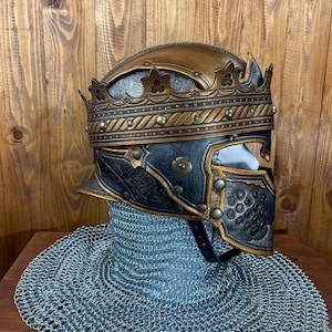 WAR KING Lederhelm - handgefertigt- perfekt für Larp, Cosplay, Renfair, Kino und Theater