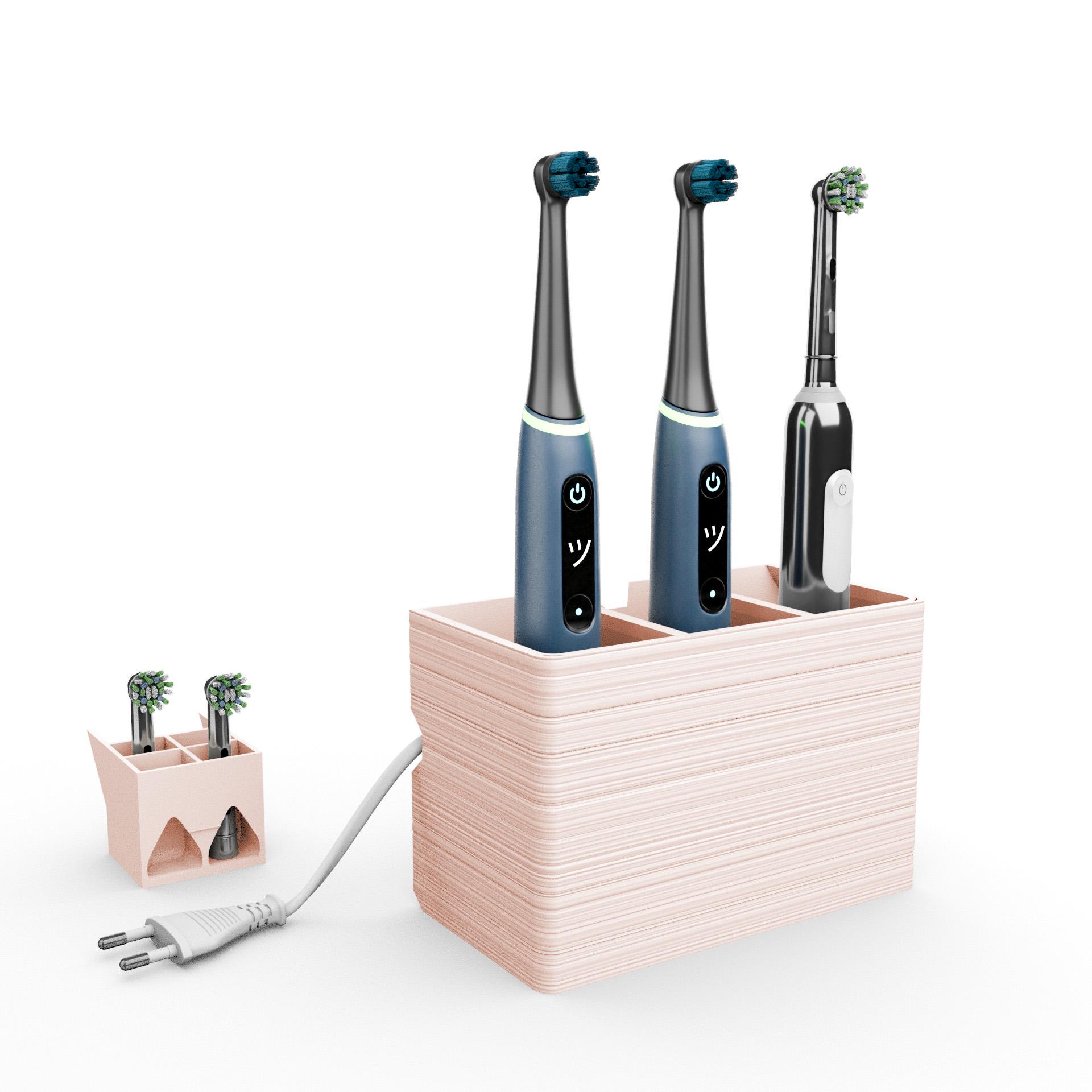 Set Mit 2 Haltern Für Elektrische Zahnbürsten (Blau + Grau