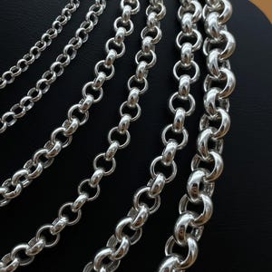 925 Sterling Silver Rolo Chain Necklace, Rolo Becher Chain, Round Rolo Link Chain Necklace, Solid Chain, Birthday Gift Men&#39;s, Gift for Her