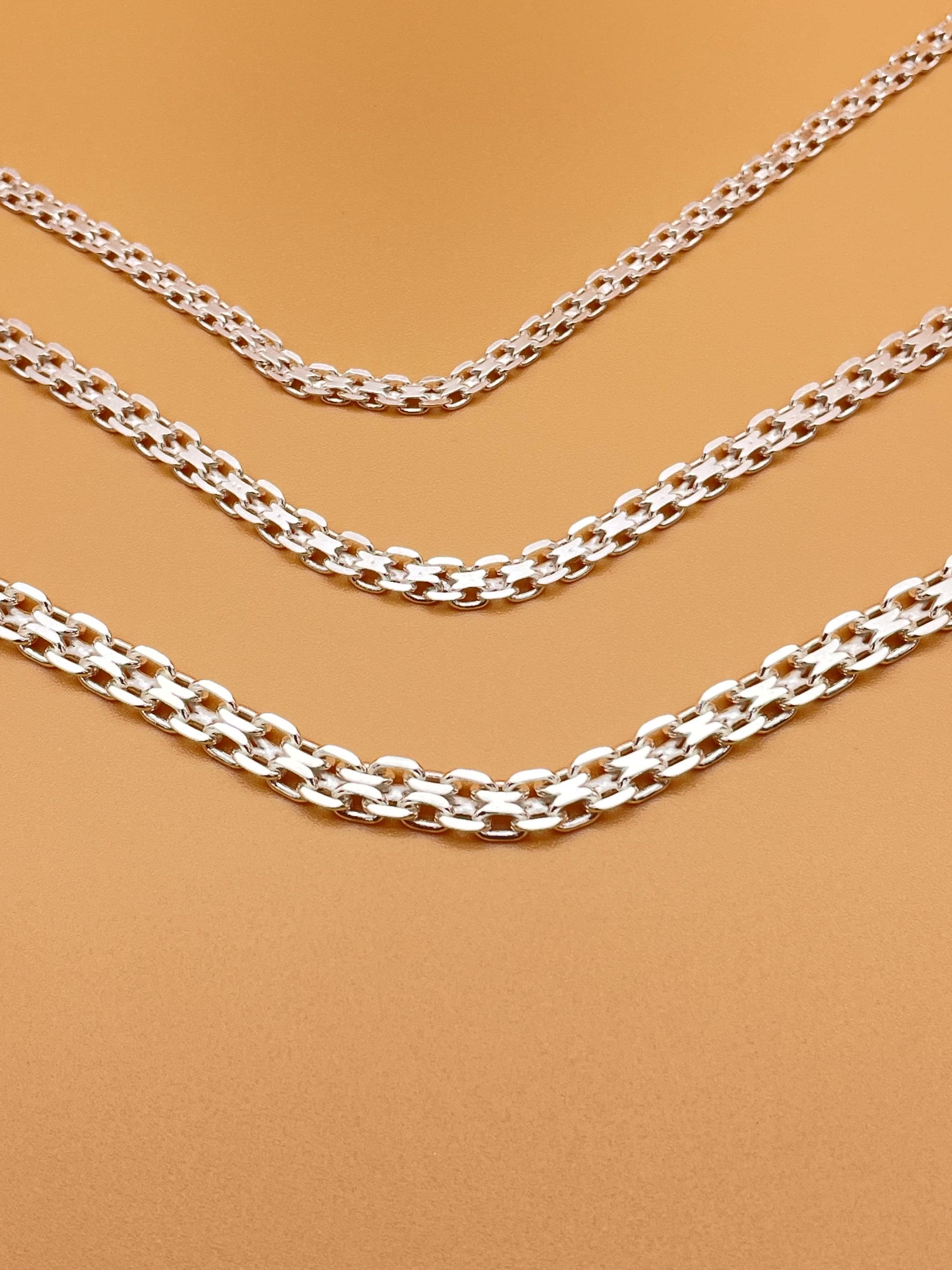 Collana A Catena Bismark Bizmark Da 2 Mm In Oro Giallo 14K E Argento