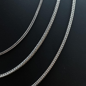 925 Sterling Silver Foxtail Chain Necklace, Oxidized Black Design Men Chain, Chain for Pendant, Gift for Women, Birthday Gift Chain Necklace