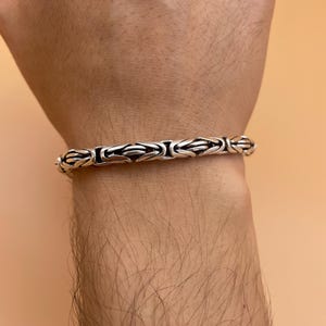 925 Sterling Silver Byzantine Chain Bracelet, Oxidized Bali Byzantine Bracelet, Round Byzantine Chain Bracelet, Men Bracelet, Gift for Women