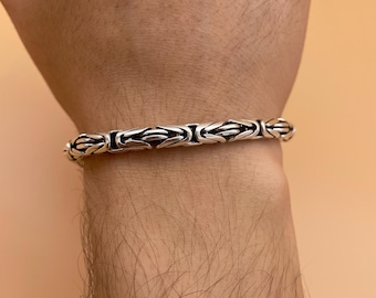 Oxidized Sterling Silver Bali Byzantine Bracelet, Handmade 8