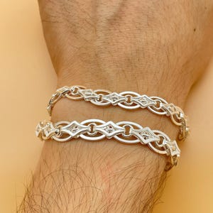 925 Sterling Silver Mariner Chain Bracelet, Puffed Mariner Chain, Special Design Trendy Bracelet, Gift for Birthday, Women Dainty Bracelet