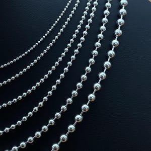 925 Sterling Silver Ball Beaded Chain Choker Chain Necklaces,Chain Ball Necklace,Silver Chain for Unisex, Long Chain, Gift for Birthday
