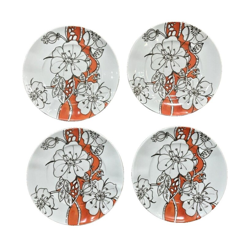 Set 4 Anthropologie Desertbloom 9" Salad Luncheon Plates Discontinued Portugal image 1