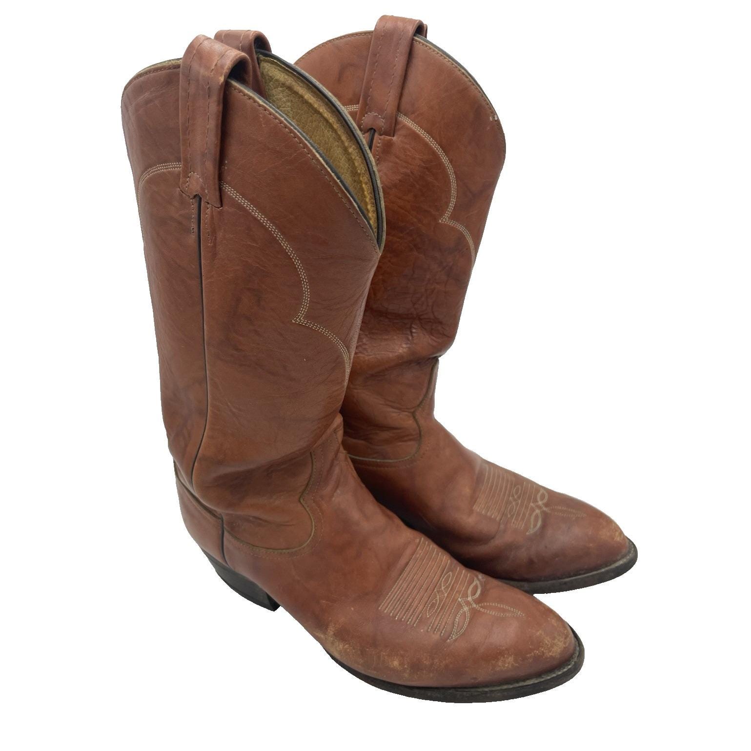 Tony Lama Men Size 9D 5084 Brown Leather Western Cowboy Embroidered Round Toe Men main image 3