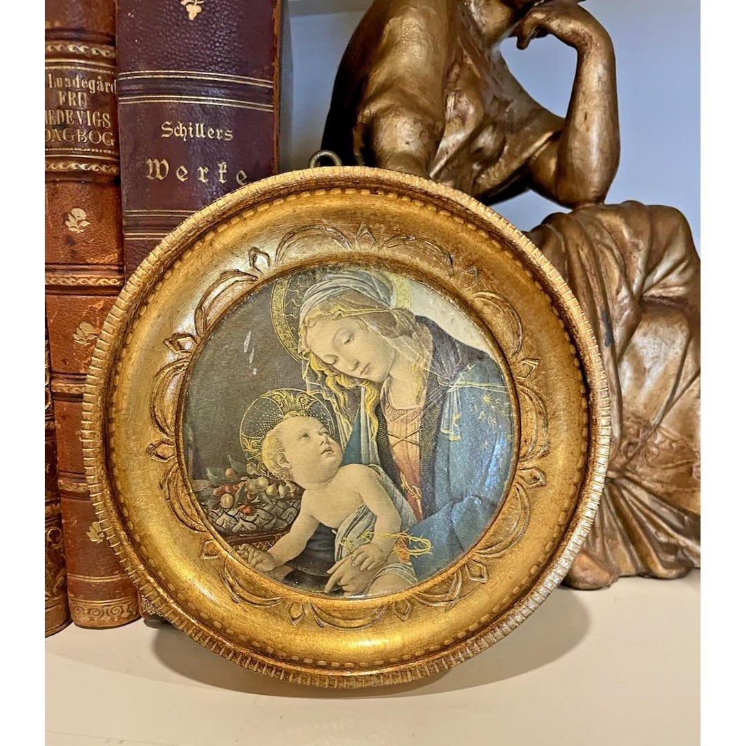 Vtg Italian Florentine Italy Madonna of the Book Gold Gilt Wood 4.5 ...