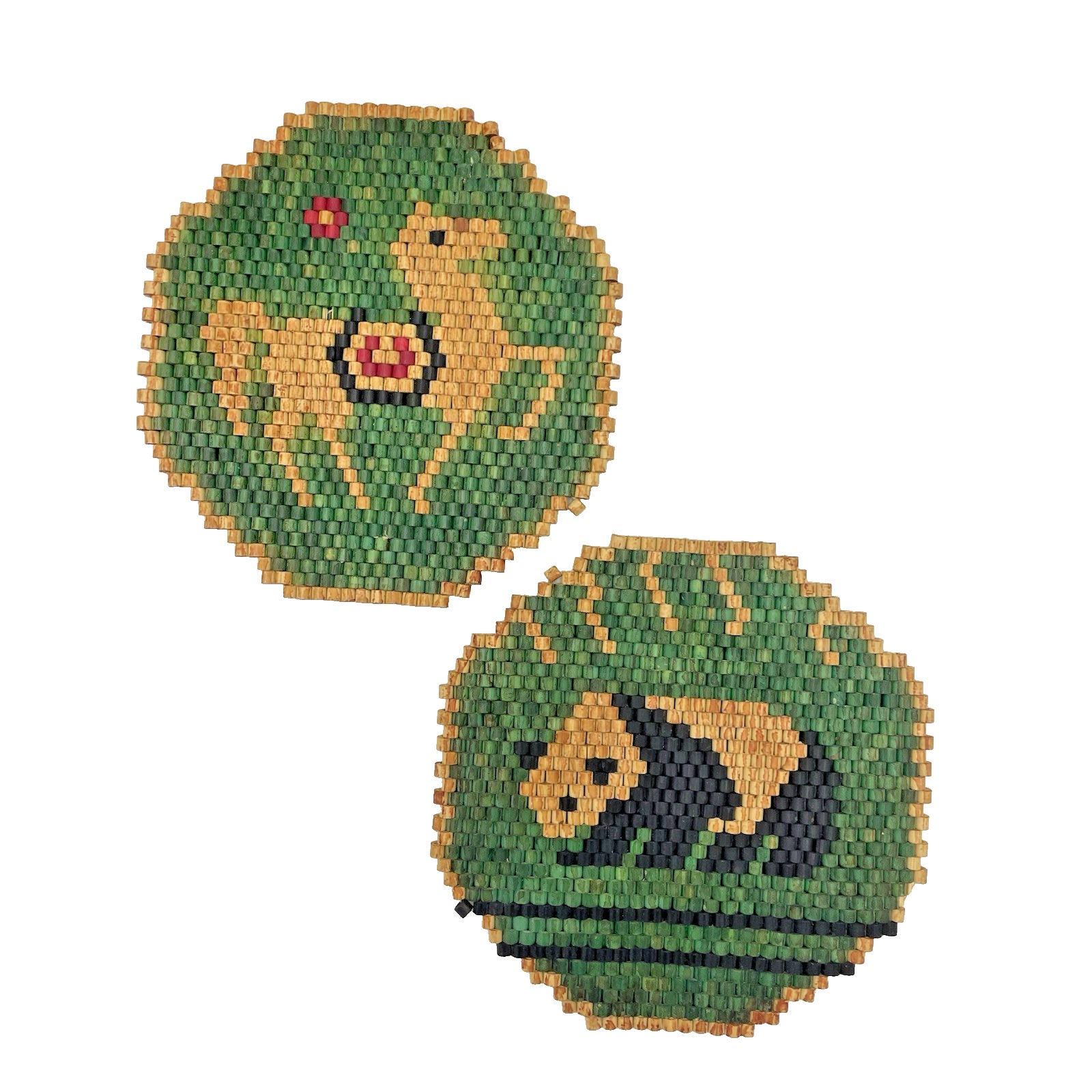 Mud Pie Beaded Wood Trivet 8x8 - Brown Mango Wood Hot Pad For Kitchen