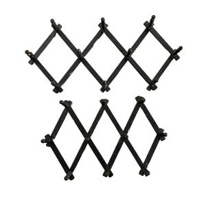 Vintage Set of 2 Black Wooden Folding Accordion Hat Coat Mug Racks