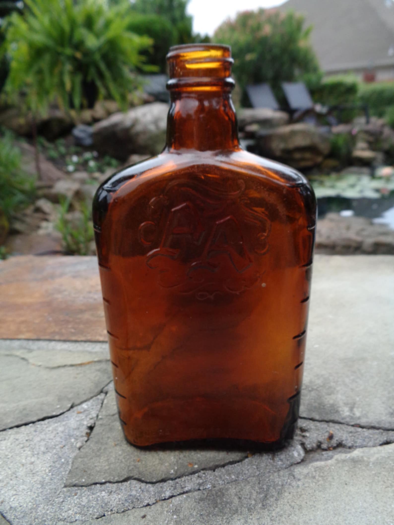Vintage Amber Glass Whiskey Bottle Flask AA Ancient Age Etsy