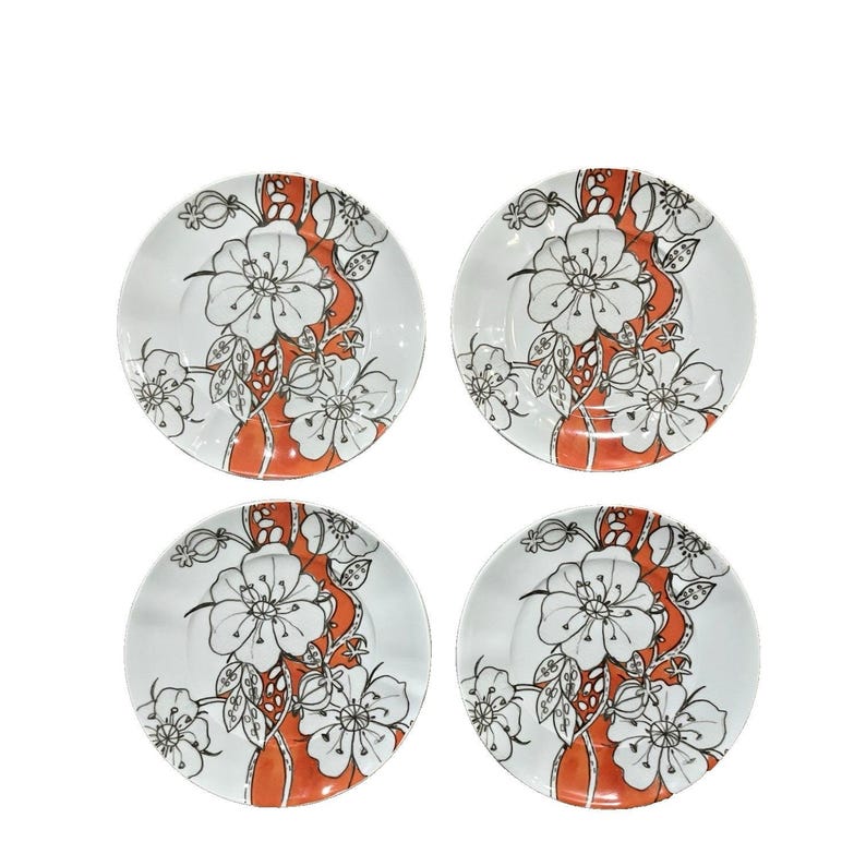 Set 4 Anthropologie Desertbloom 9" Salad Luncheon Plates Discontinued Portugal image 2
