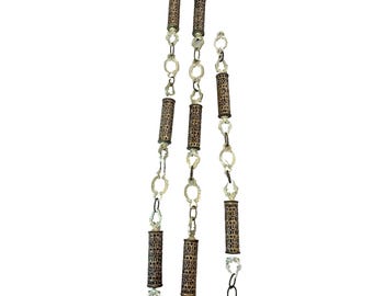 Vtg Filigree Metal Tubes Decorative Chandelier Swag Lamp Replacement Chain 8 ft