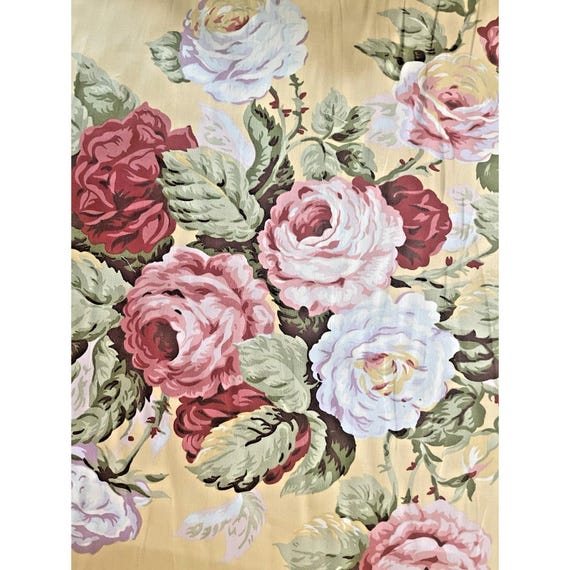 Ralph Lauren Vtg Home Decor Fabric Kathleen Yellow Cabbage Roses