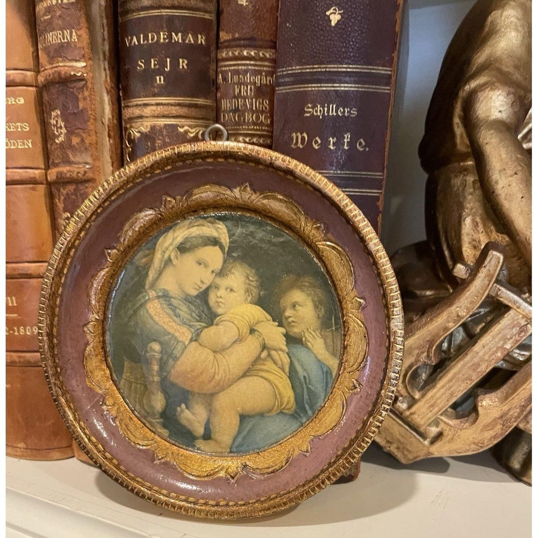 Vtg Italian Florentine Madonna of the Chair Gold Gilt Wood 4.5" Wall ...